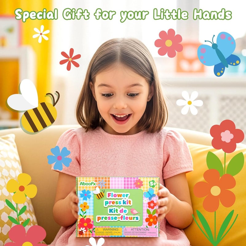 Aboofx Creativity Flower Press Kit for Kids | Educational Arts & Crafts Pressed Flower Art Kit for DIY Frame, Bookmarks & Cards | Small Botanical Class Project Nature Gift for Girls & Boys Ages 5+ - Image 3
